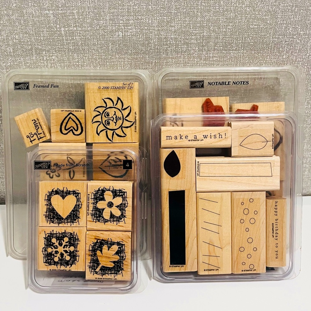 Stampin' Up! Lot of 4 sets Wooden Rubber Art Stamps